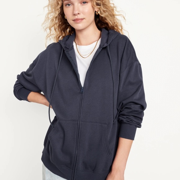 NWT OLD NAVY Oversized Full-Zip Hoodie Color: Volcanic Glass SIZE LARGE - Picture 2 of 9